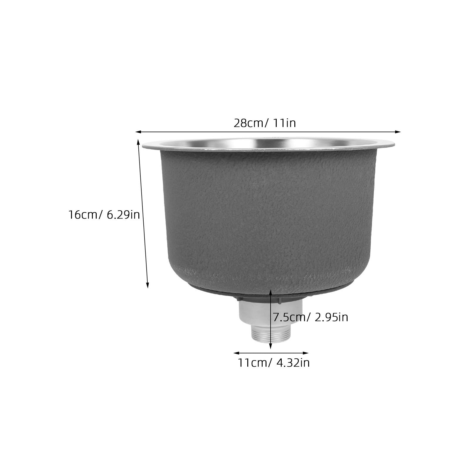 ibasenice Fregadero Mini Redondo de Acero Inoxidable para Cocina Camper con Kit de Desagüe y Rebosadero, Solución Compacta para Uso Diario en Caravanas y Autocaravanas