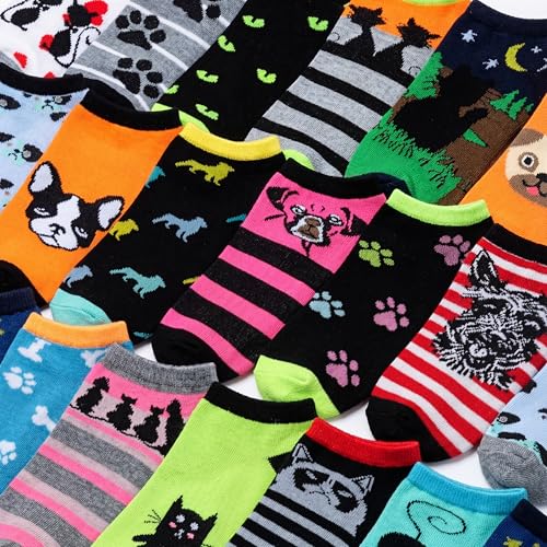 Image of Tipi Toe Women's 20 Pack Colorful Low Cut Socks - Lightweight, Breathable Design for All-Day Comfort Sizes 9-11 /10-13