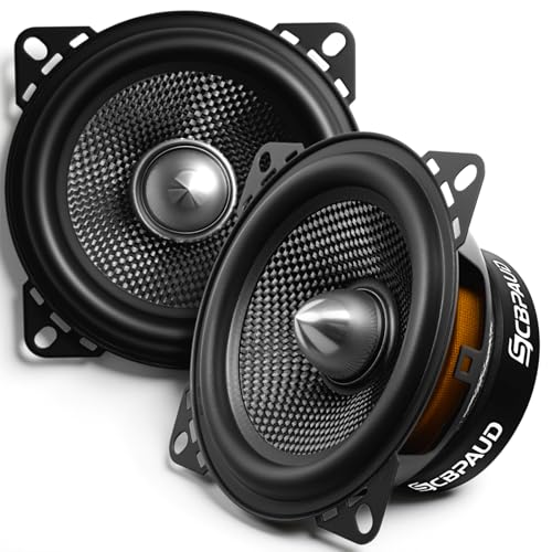 SCBPAUD 4 Inch Car Speakers 300W, 4 Ohm Mid-Bass Audio Speaker with Carbon Fiber Cone, High Sensitivity, Easy Installation – High-End Auto Audio System（2 Pack）