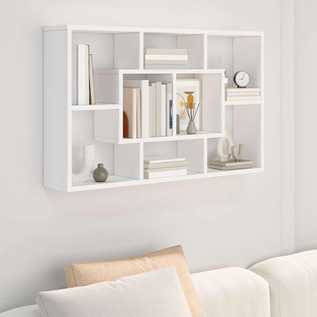 Étagère murale blanche 85 x 16 x 52,5 cm en bois multicouche
