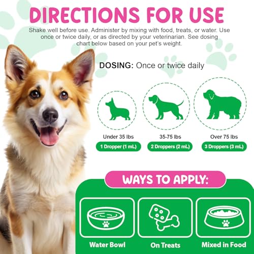 Dog Kidney Support Drops, 100% natürliche Harnwegsbehandlung für Hunde 60ml, unterstützt die Nierenfunktion und HWI Pflege Hund, Stärkung des Immunsystems