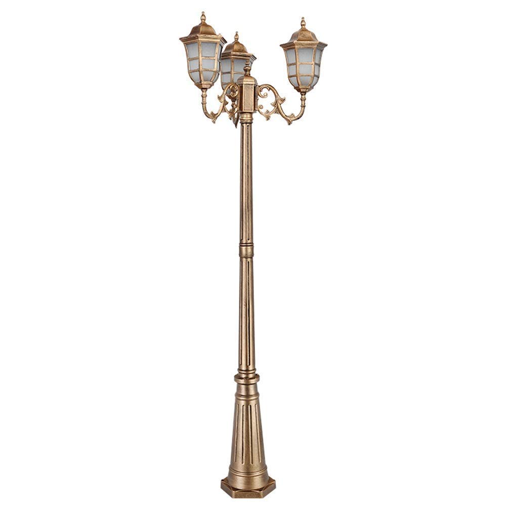 Farola de Cristal de 3 Luces, lámpara de Poste Alto para Exteriores, Ideal para Villas, Jardines, hogares, como Pilar o para Instalar en un Patio. Luz Impermeable para co,Height 2.40m