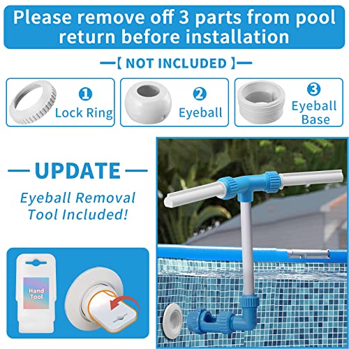 Klleyna 2 Heads Pool-Fountain For Inground Above - Waterfall Cool Down Temperature, Kids Fun Sprinkler Blue Toy, Rotating Dual Spray Pond Return Jet Attachment Accessories, Spa Decor Garden Outdoor #TOP7