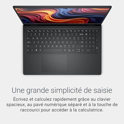 Dell 15 PC Portable DC15255 15,6' FHD (1920 x 1080) 120 Hz, Processeur AMD Ryzen 5 7520U, Graphiques Radeon 610M, 8 Go LPDDR5, 512 Go SSD, Windows 11 Home, Clavier AZERTY - Noir Carbone