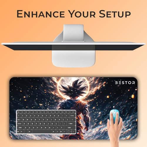 Image of BESTOR Mousepad with Precise Cut Edges, Waterproof Surface & Non-Slip Rubber Base Stitched Edges Gaming Mouse Mat for Laptop (60cmx34cm)