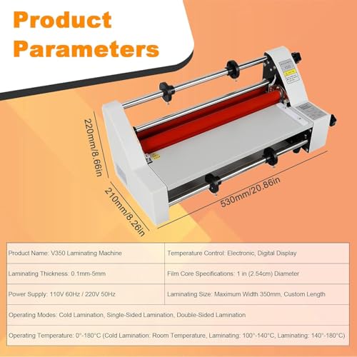 Laminator cyfrowy z wałkami na gorąco i na zimno, regulowana powłoka do użytku w domu, biurze i szkole