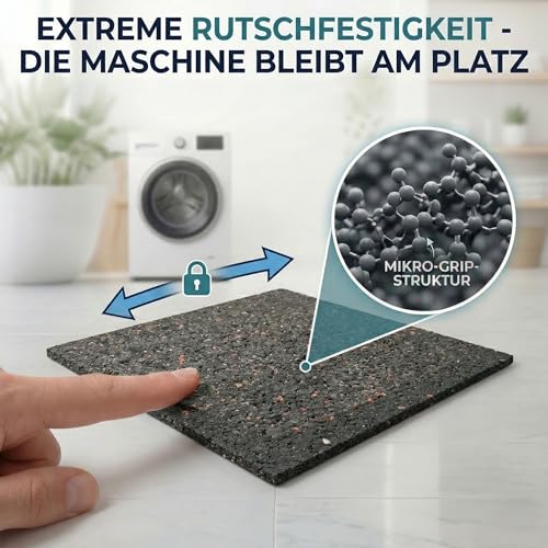 Antivibrationsmatte Waschmaschine I Vibrationsmatte 3D Drucker I Anti Vibration Waschmaschinenunterlage I Schwingungsdämpfer I Dämmmatte Waschmaschine I Waschmaschienenuntermatte I 4 Stück 3mm