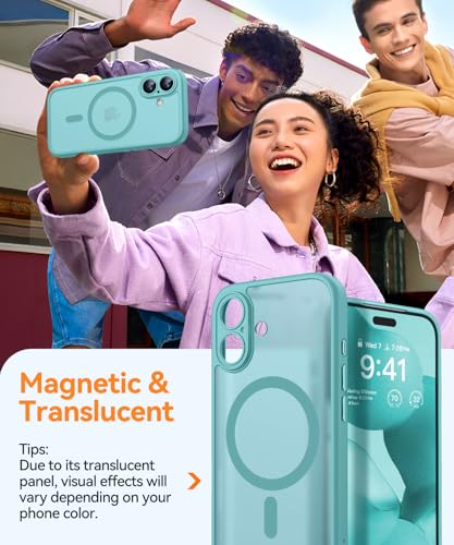 Image of CANSHN Magnetic for iPhone 17 Case, Upgraded [Full Camera Protection] [Compatible with Magsafe] [Translucent Matte] Shockproof Protective Phone Case for iPhone 17 - Teal
