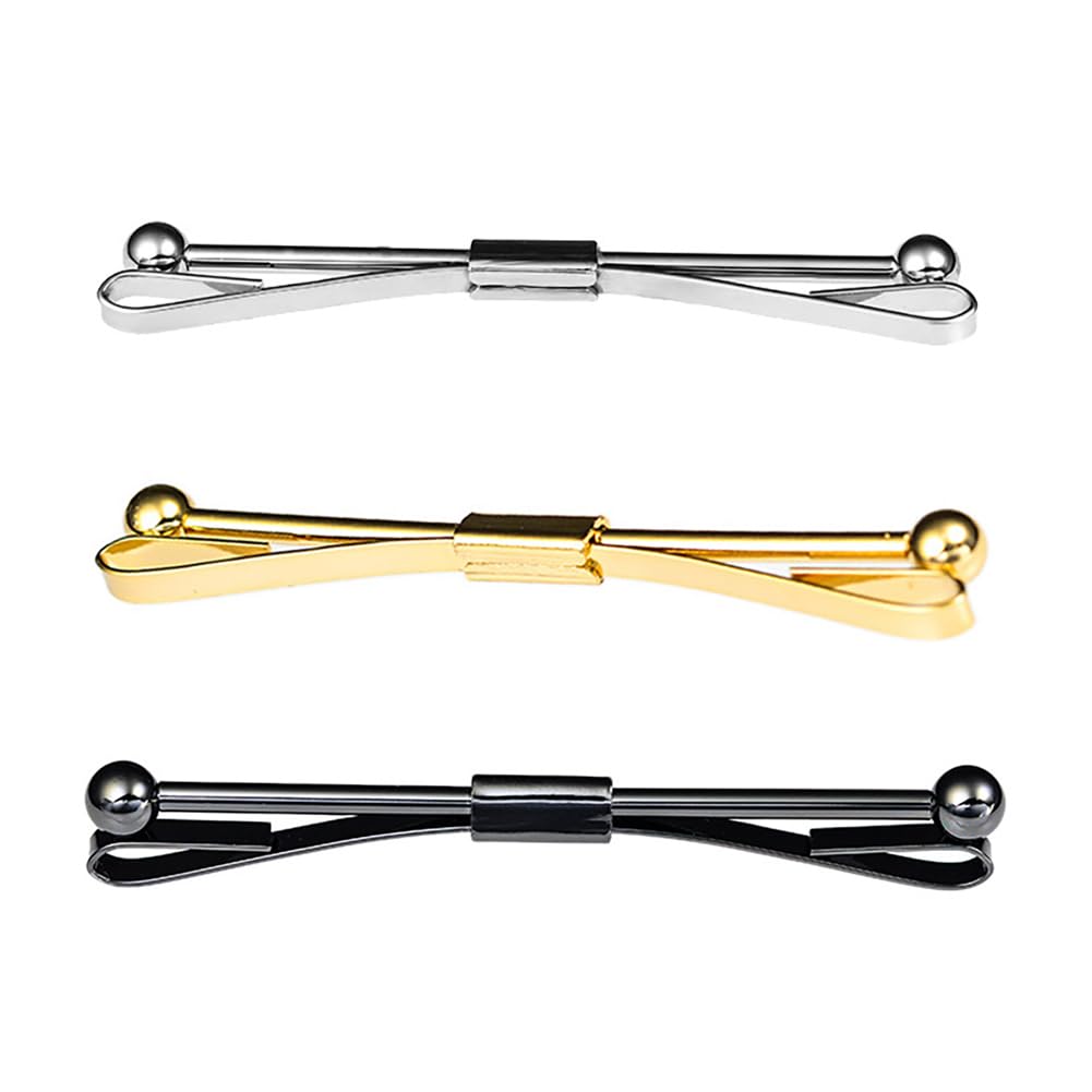 3 Pieces Collar Bar Necktie Tie Clips Collar Bar Mens Shirt Collar Bar Pin Clips Clasp Collar Stay Tie Clip Necktie Bar Pinch Clips Mens Shirt Collar Clip