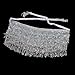 Women's Summer Beach Wrap Sequins Tassel Mini Skirts Music Festival Hip Scarf Skirt (Silver, One Size)