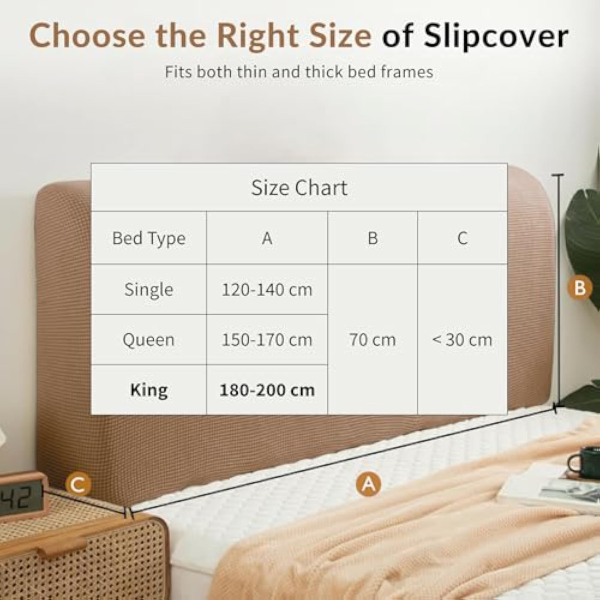 Cotton Blend Moisture Wicking Bed Headboard Cover For King Size, Snug Fit Head Board Covers