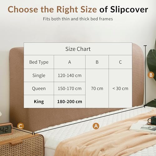 Image of Cotton Blend Moisture Wicking Bed Headboard Cover For King Size, Snug Fit Head Board Covers For Beds, Breathable And Washable Double Bed Back Cover, Universal Fit Headboard Slipcover (Brown)