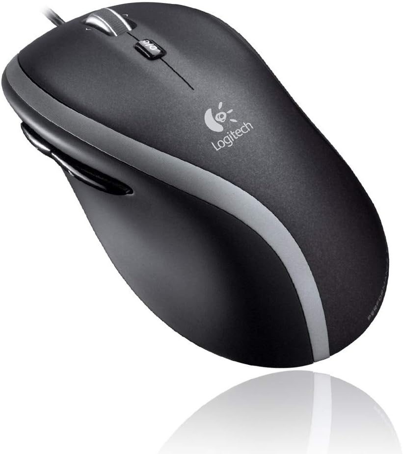 LogitechM500 Corded Laser Mouse Soft Side Grips Forward/Back Buttons Hyper-fast Scrolling Ref 910-001203