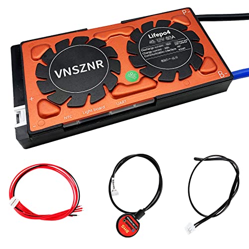 VNSZNR BMS Board LiFePO4 4S 12V 30A Smart PCB Battery Management System with Balance Leads Wires and Wireless Module for Lithium Iron Phosphate