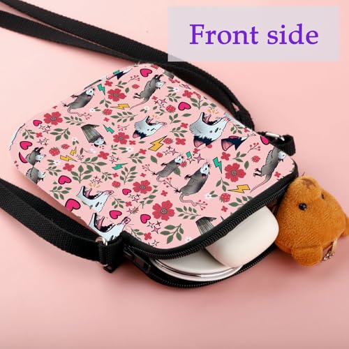 XYANFA Opossum Crossbody Bag Screaming Opossum Themed Gift Opossum Lover Gift Opossum Gift For Women Opossum Shoulder Bag3