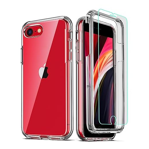COOLQO Compatible for iPhone SE/8/7 Case with Screen Protectors, Military Grade Drop Protection, Dual Layer Design Non-Yellowing Heavy Duty Protective Shockproof Phone Bumper Case, Clear