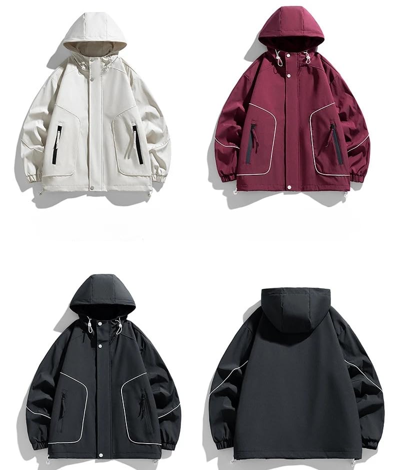 Large Size Hooded Jackets Spring Autumn Youth Loose Casual Multi-pocket Jacket Coat4