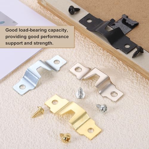 Image of uxcell 20Pcs Picture Hangers, Frame Back Fasteners with Screws, Single-Notch Double Hole Precision Hangers Hook for Hanging Paintings Picture Photos Frame, Silver