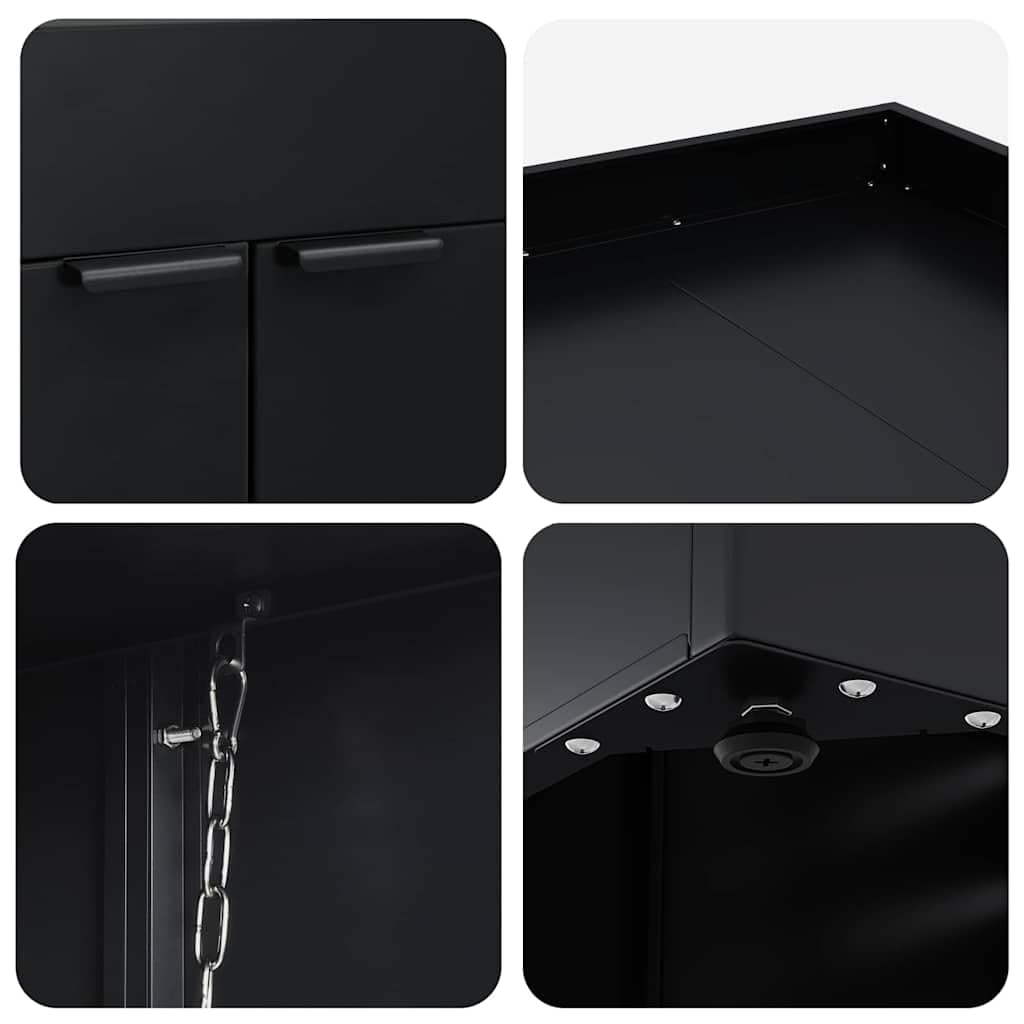 vidaXL Rangement de Poubelle à roulettes pour 2 poubelles Noir, Jardin et Terrasse, Enclos à déchets Moderne, Unité de Rangement écolo, Pot stylé, Solution Extensible