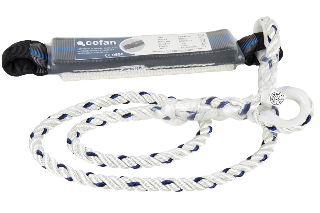 Cofan Absorbedor de Energía | Con Cuerda de Seguridad de 1,5 m | Color Blanco