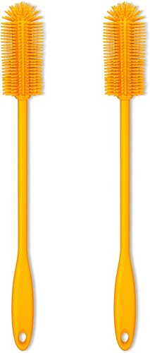 Purtribe Cepillo limpiador de botellas de silicona con mango largo, perfecto para limpiar recipientes de cuello estrecho, botellas deportivas al