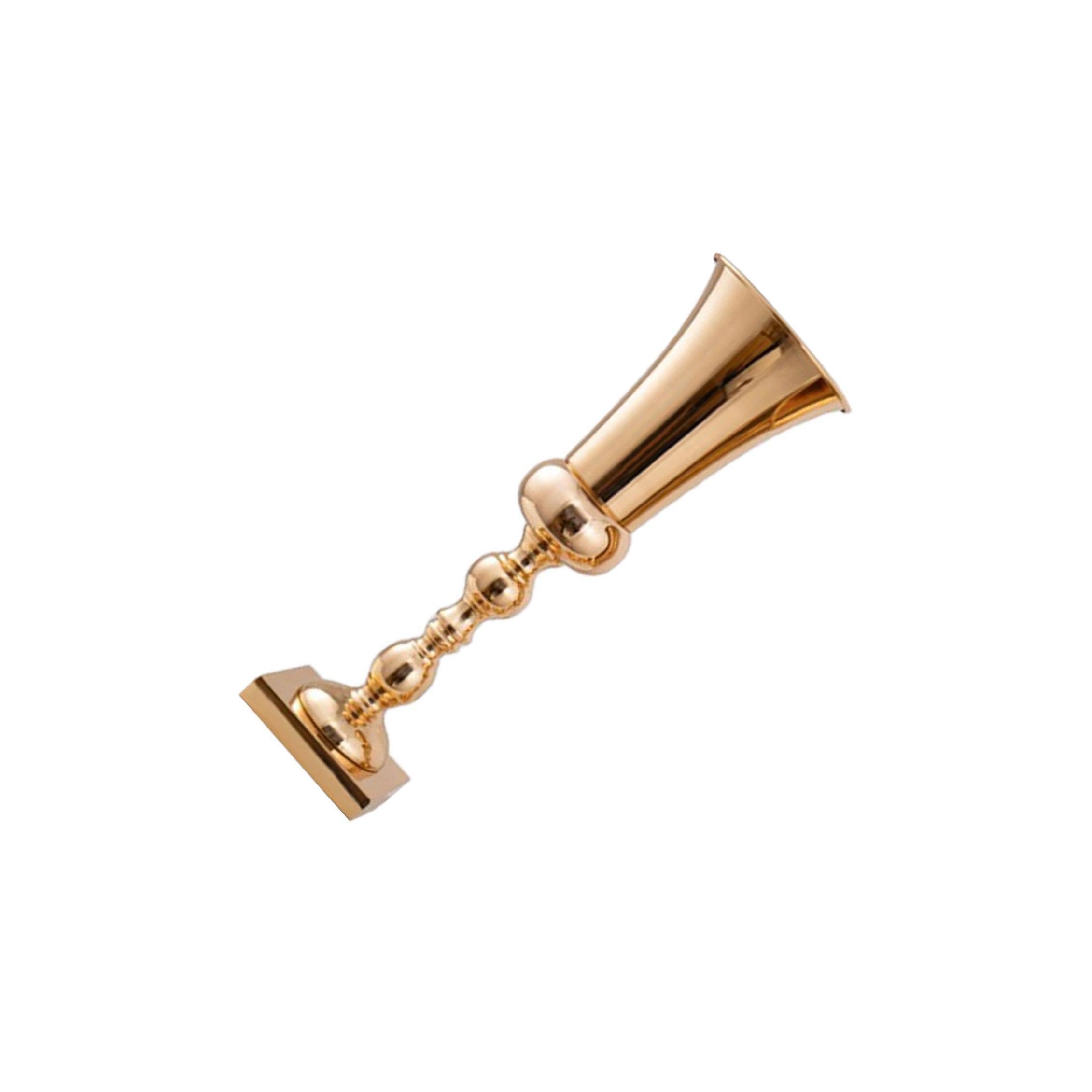 Yixannx Golden Decorative Vase Wedding Flower Trumpet Vase Unique Approach Elegant Table Decor For Special Occasions Stand Centerpiece Flower Table Decor, 15X19x54cm