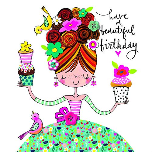 Rachel Ellen DesignsBeautiful Birthday Girl and Cakes Card