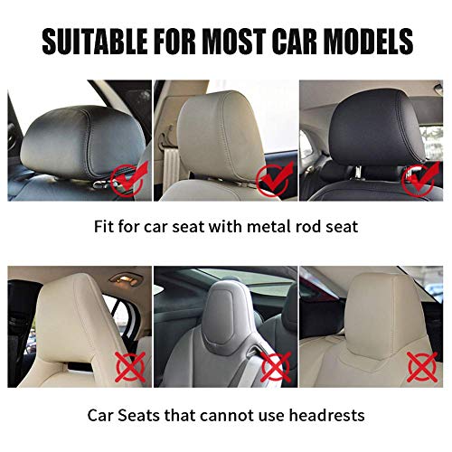 Image of Car Headrest Pillow Head Neck Support Detachable 180 Degree Adjustable Travel Sleeping Car Seat Pillow for Kids Adults (Ivory)
