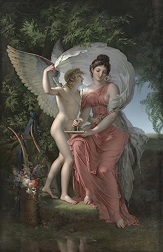 Peinture à l'huile Charles Meynier Erato muse poésie affiche sur toile 60x90cm