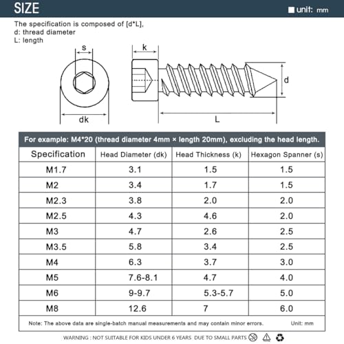 Tornillos Autoperforantes M8 x 40mm Acero Inoxidable 304 miniatura 5