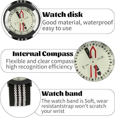 Reloj brújula ZJchao con esfera luminosa y correa ajustable para buceo, camping y senderismo miniatura 3