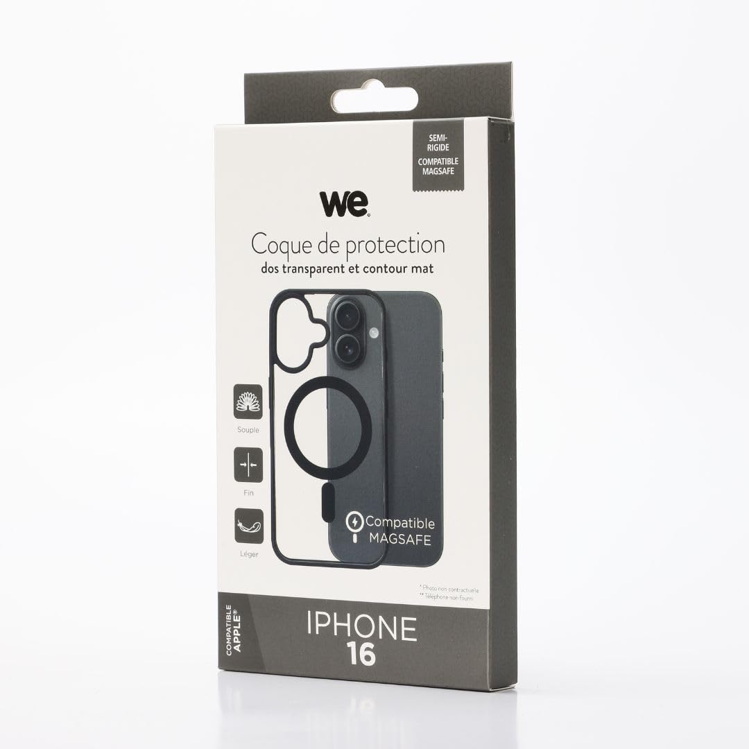 Custodia Protettiva Trasparente a 4 Angoli rinforzati, Antiurto, Ultra Resistente, semirigida, Compatibile con iPhone 16