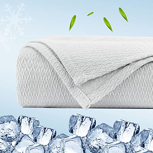 PiccoCasa Cooling Bamboo Blanket All Seasons Breathable for Hot Sleepers Soft and Lightweight for Bed Sofa Thin Blanket Summer Keep Cool Light Gray Single 150x200cm - Image 3