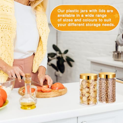 Image of Patelai 4 Pcs Plastic Jars Wide Mouth with Lids,12 Ounce,Gold