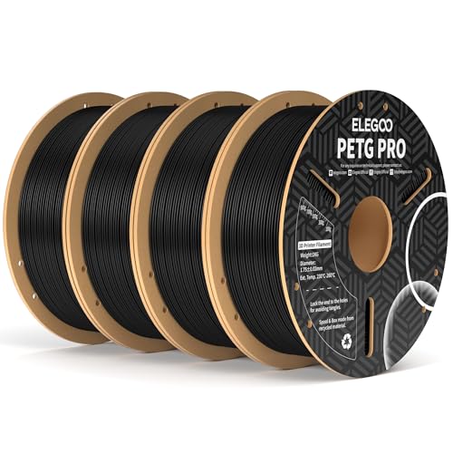 ELEGOO PETG PRO Filament 1,75 mm Schwarz 4 KG, Starkes Zähigkeitsfilament Filament-3D-Druckmaterialien, Maßgenauigkeit +/- 0,02 mm, 4 kg Pappspule (8,8 lbs) für die Meisten 3D Printer