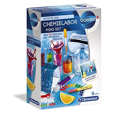 Galileo Science - Chemielabor Mini-Set, Spielzeug für Kinder ab 8 Jahren, 50 Experimente für Zuhause, abwechslungsreiche Versuche, farbenfroher Experimentierkasten von Clementoni 59072 Cover