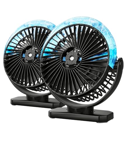 Zivolixd 2-Pack Magnetic Fan for Cruise Ship Cabin 12000mAh Rechargeable Portable Misting Travel Fan 80kg Strong Magnet Base & Hook LED Light Power Output Approved for Cruise Line & Golf Cart