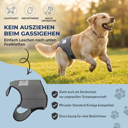 Nature Pet Hunde-Läufigkeitshose für Hündinnen - Hundewindel für Rüden - Kein lästiges Einfädeln der Rute - Inkontinenz Hundehöschen - (XS-L Schwarz)
