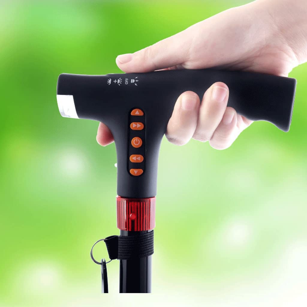 Intelligente Elettronico Anziano A Quattro Zampe Bastone Da Passeggio In Lega Di Alluminio T Manico Dritto Con Bastone Da Passeggio Telescopico Leggero