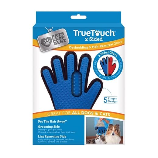 True Touch Five Finger Deshedding Glove- Premium Version, Gentle Grooming Glove Great Cats & Dogs with Long or Short Fur- Includes 1 Authentic Right-Hand Glove & 1 Lint Roller