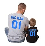Big Man & Little Man Back Print Family T-Shirts (Grey/Black)-2XL/S