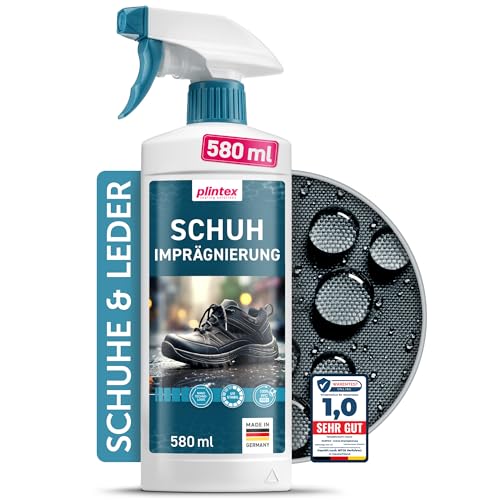 PLINTEX Schuh Imprägnierspray 580ml - effektiv gegen Regen & Nässe - Schuh Textilien Imprägnierung 100% biologisch abbaubar - Schuhimprägnierung I Made in Germany