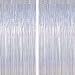 2 Pack Silver Metallic Tinsel Foil Curtains, 3.28 FT x 7.05 FT Glitter Silver Fringe Curtains, New Year Door Streamer Tinsel Backdrop Photo Booth for NYE Party Birthday Engagement Party Decorations