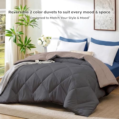 Image of AYKA Reversible AC Comforter 150 GSM Lightweight Microfiber Summer Blanket for Single Bed (60x90 Inches) | Soft Cooling Quilt, Breathable All Season Duvet for AC Room | Taupe & Grey