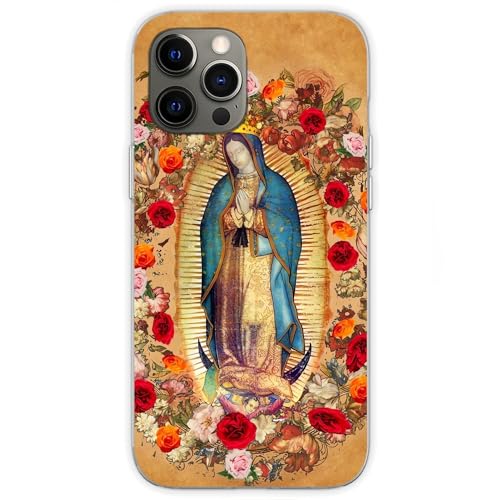 Coque iPhone 14 Mexique Vierge Marie en silicone gel robuste