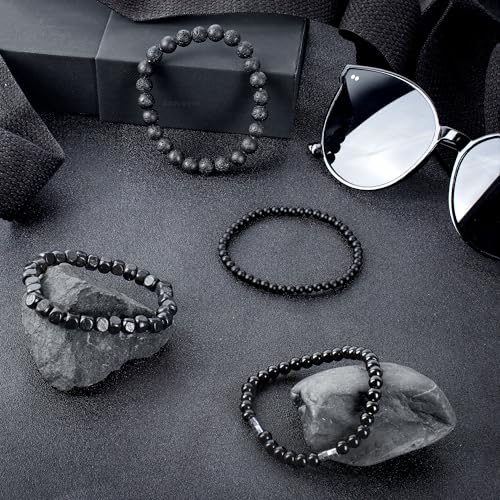 Set de 4 pulseras negras para hombre miniatura 5
