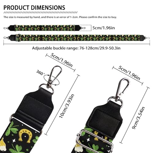 Image of GLENLCWE St Patricks Coins Buckles Wide Shoulder Strap Women Men Adjustable Replacement Belt Crossbody Canvas Bag Handbag