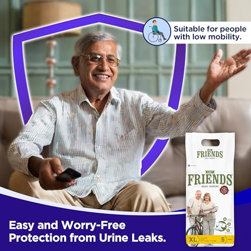 Image of Friends Easy Adult Diapers Tape Style - (Extra Large) with odour lock and Anti-Bacterial Absorbent Core- Waist Size 29.53-62.99 Inch ; 75-160 Cm