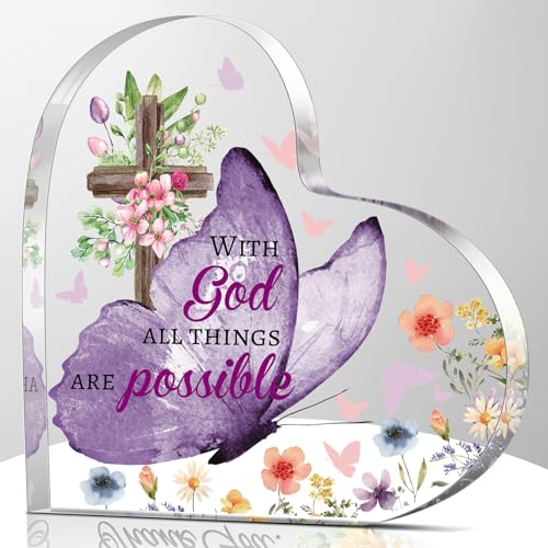 Gerrii Christian Gifts for Women Inspirational Religious Gift Bible Verse Desk Decor Spiritual Acrylic Plaque Decorative Sign Mom Gifts for Mother's Day Birthday Sister Friends(Vivid Butterfly)