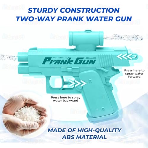 Image of Kidology Prank Two-Way Water Gun Toy | Double Spray Reverse Squirt Gun for Kids & Adults | Funny Surprise Water Blaster for Holi, Pool Parties & Outdoor Play (Blue)